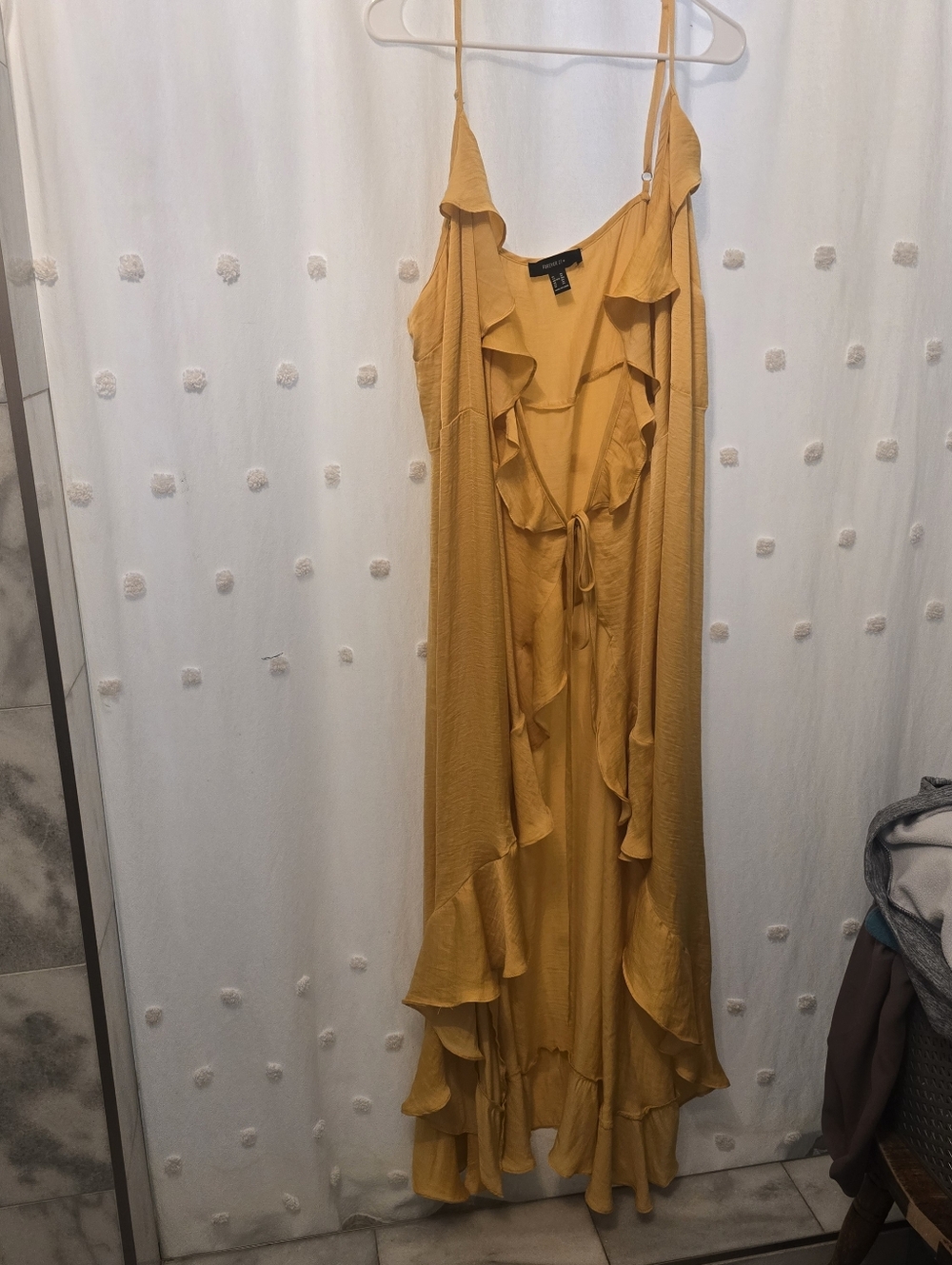 Forever 21 Plus Mustard Yellow Ruffle Open Front Maxi Dress/cover Up Size 3xl